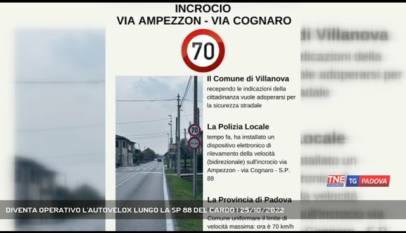 VILLANOVA DI CAMPOSAMPIERO | DIVENTA OPERATIVO L'AUTOVELOX LUNGO LA SP 88 DEL CARDO